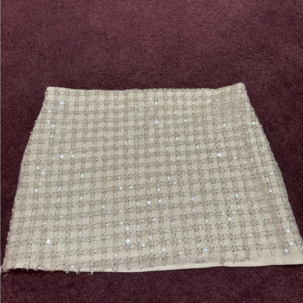 Zara Beige Sequin Mini Skirt